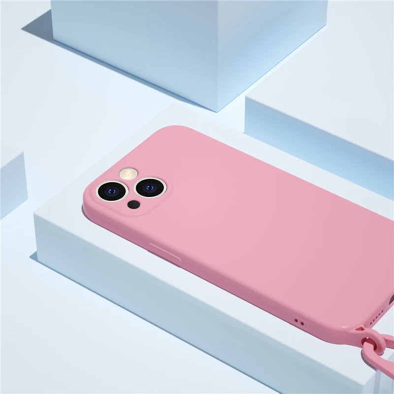 Phone Case Crossbody Lanyard Cord Rope Strap Necklace Case For iPhone 11 12 13 14 15 Pro Max Mini XS X XR 7 8 Plus SE Liquid Silicone Cover