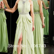 Новая мода невесты vestido robe de soiree разрез стиль Кристалл Формальные Элегантные Длинные вечерние платья выпускные платья