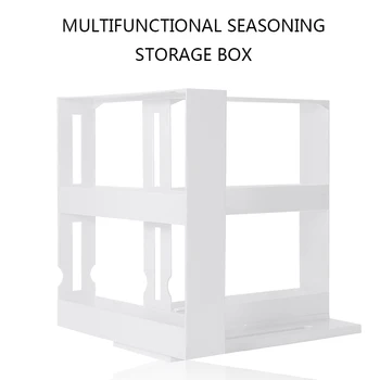 

1Set Herb Bottle Storage White PP Cabinet Hot Sale Rotating Jars Spice Two Tiers Rack Kitchen Storage Rack Holder Organizer