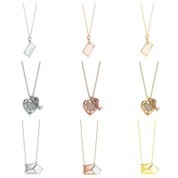 

07 XL TFB RLLEN Original 925 Sterling Silver Fashion Envelope Love Key Shape DIY Necklace Pendant Jewelry Best Gift for Women