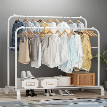 

Simple clothes hanger household floor hanging clothes hanger bag rack bedroom folding lifting clothes drying pole