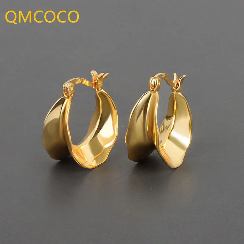 

QMCOCO Silver Color Woman Earrings 2021 New Style Trendy Simple Irregular Geometric For Girl Party Jewelry Gifts