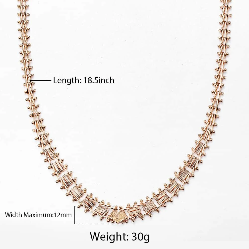 18.5inch Necklace For Women 585 Rose Gold Geometric Spicate Chain Strand Choker Wedding Fashion Jewelry Womens Necklace LCN21 - Окраска металла: CN21