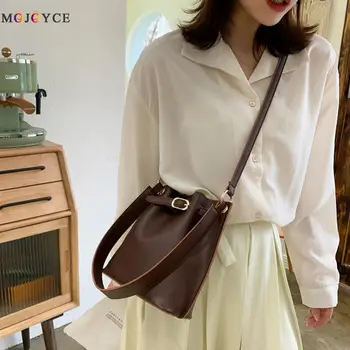 

Women Bucket Drawstring Crossbody Bag PU Leather Large Shoulder Handbags