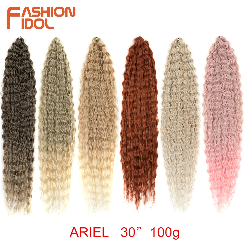 Fashion Idol Water Wave Crochet Hair 30 Inch Deep Wave Twist Hair Dea Sintetica Trecce Capelli Ondulati Ombre Estensione Dei Capelli Biondi