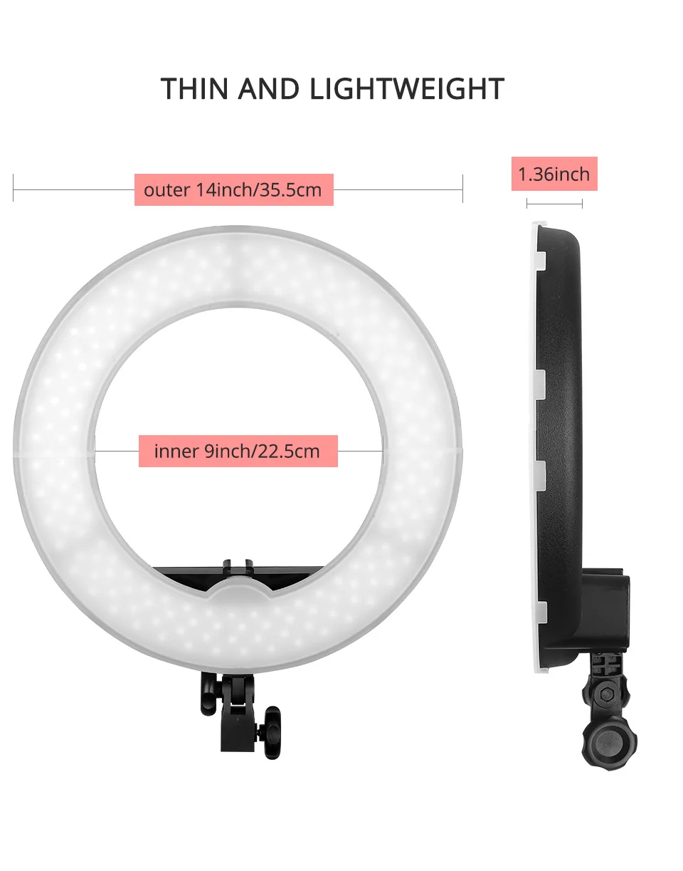 TRAVOR фотостудия светильник ing кольцевой светильник 14 дюймов 196 шт. светодиодный кольцевой светильник с регулируемой яркостью кольцевой светильник с зажимом для телефона Штатив для YouTube