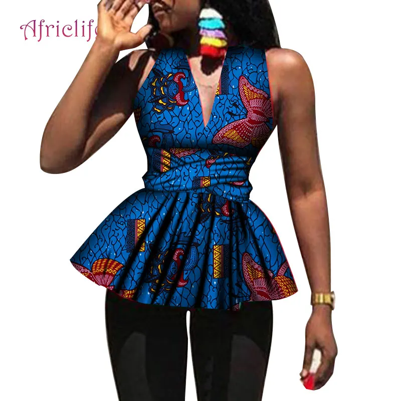 Дашики африканская женская одежда Bazin Riche модный элегантный макси-топ с круглым вырезом Анкара африканская верхняя одежда на заказ WY4034 - Цвет: 14