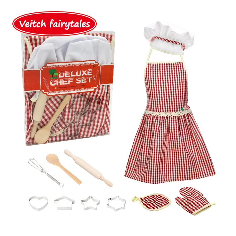 

Veitch fairytales Learning Education Pretend Play Food Cooking Game Baking Tools Children Apron Kitchen Toy Set For Kid Girl Boy
