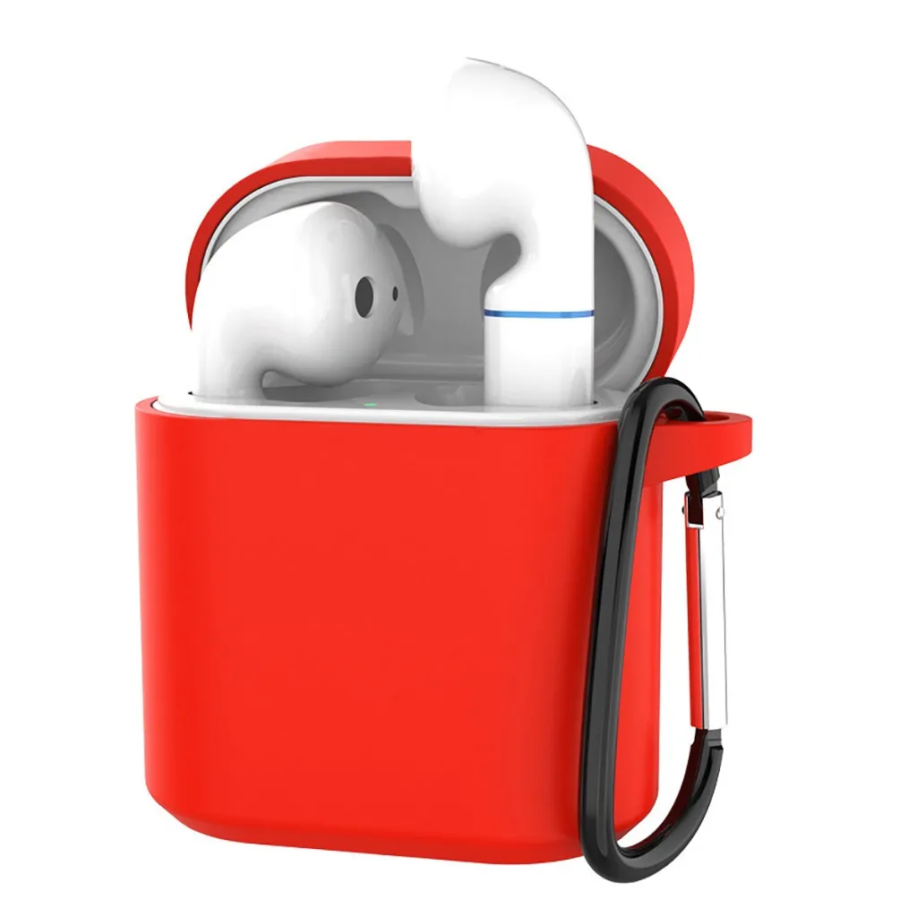 Мягкий силиконовый защитный чехол от потери с крючком для AirPods защита пыли