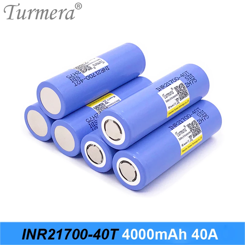 New 21700 Battery 4000mAh 40A INR21700-40T Rechargeable Lithium for Screwdriver Vacuum Cleaner and E-cigarette Turmera | Электроника