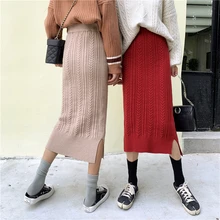 Сделайте видео 4322# Восстанавливающий древние способы толстый вязаный твист тканых трикотажных юбок