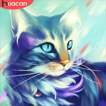 

HUACAN Diamond Painting Cat Full Square/Round Drill Diamond Embroidery Animals Mosaic 5D DIY Cross Stitch Decoration Home
