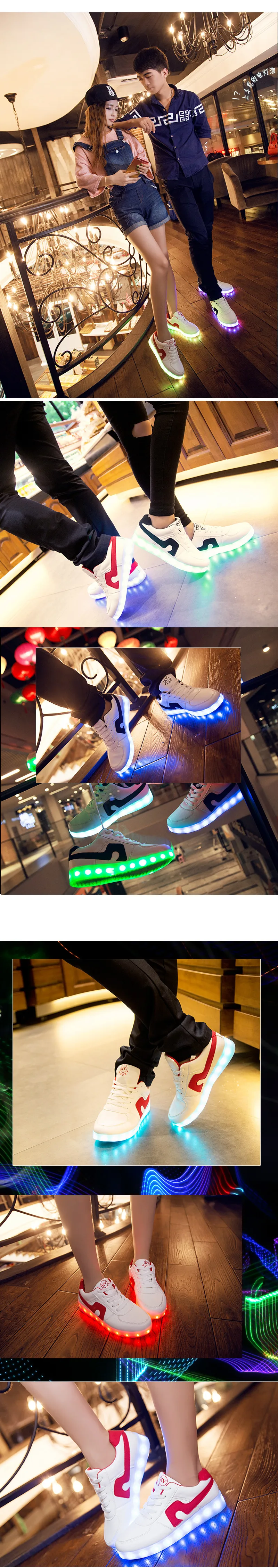 Large Size Children Casual Shoes With Lights USB Charge Luminous Sneakers for Kids Boys Glowing Led Shoes Girls Lighted Shoes