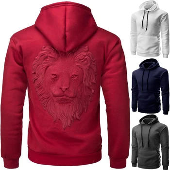 

Autumn/winter men's hoodies Loose fleece jacket Plus size sweatshirts for man 3D lion printing hoodie Thicken High quality 2019