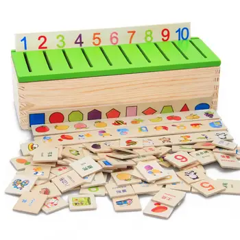 

Baby Wooden Puzzles Number Pairing Knowledge Classification Box Educational Toy Improve comprehensive coordination ability