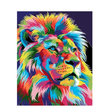 

DIY Paint by Number Painting Kits for Adults Colorful Lion Animals Include Brushes Paints and Numbered Canvas PBN 16x20 Inch