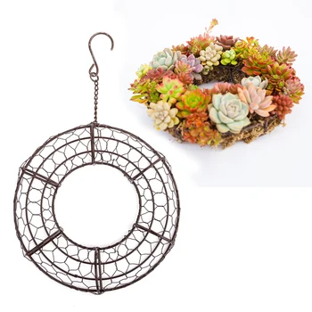 

Iron Wreath Garden Black Succulents Home Flower Pot Holder Heart Shape Wedding Hanging Basket Simple Decoration Balcony
