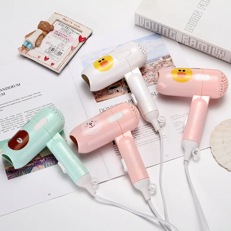 

Folding Hair Dryer Creative Mini Portable Cartoon Blow Dryer Second Gear Small AC Motor Students Blow Dryer