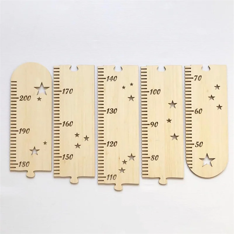 5Pc Nordic Wooden Kids Height Growth Chart Ruler for Boys and Girls Height Gauge Room Decoration Wall Meter Measurement Stickers