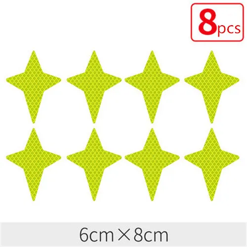FLYellowGreen 8 шт./компл. четырехконечная наклейки-звезды отражательные наклейки для автомобилей Аксессуары творческий дом безопасности Предупреждение светоотражающих лент Сделано с 3M - Цвет: FLYellowGreen