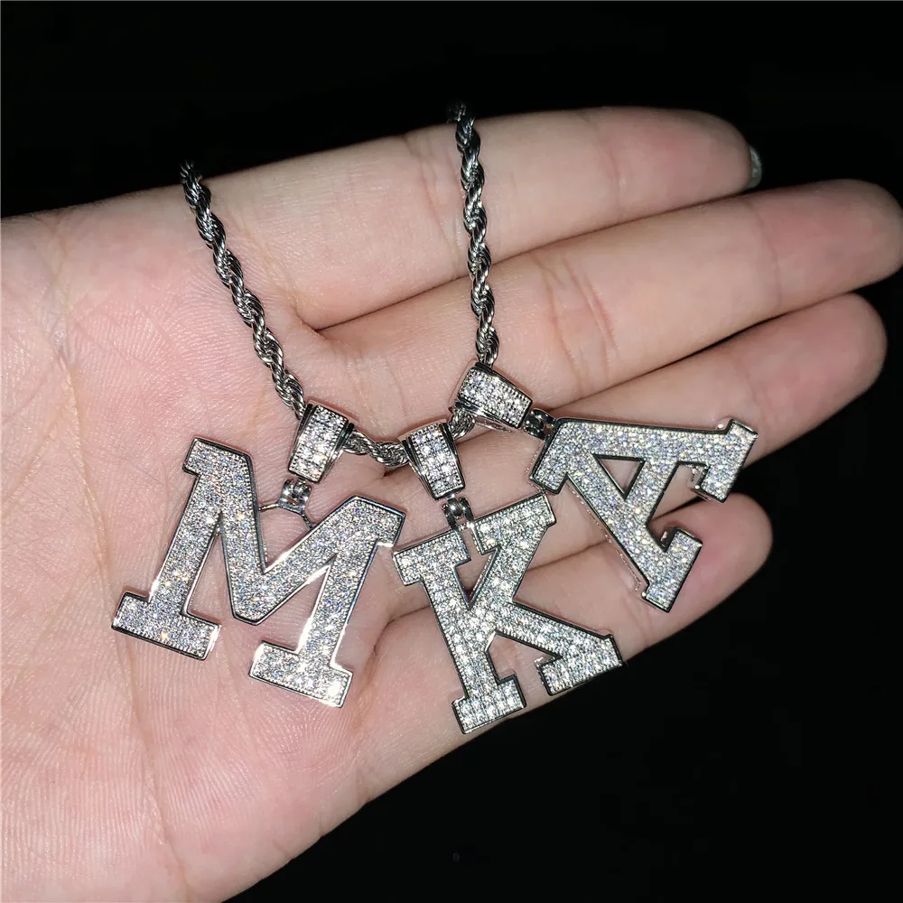 Zircon A-Z Name Initial Letter Necklaces &amp Pendant Gold Silver Color Jewelry for Women Gril with Stainless Steel Twist Chain | Украшения