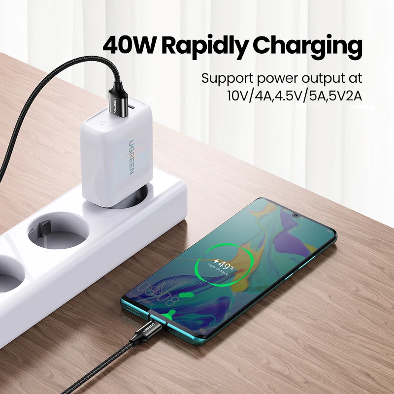Ugreen 5A USB Type C кабель для Huawei P40 Pro Mate 30 P30 Supercharge 40 Вт Быстрая зарядка зарядный