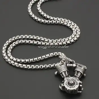 

316L Stainless Steel Heavy Rumble Motorcycle Engine Pendant Mens Biker Rock Punk Style 6T005 Steel Necklace 26 inches