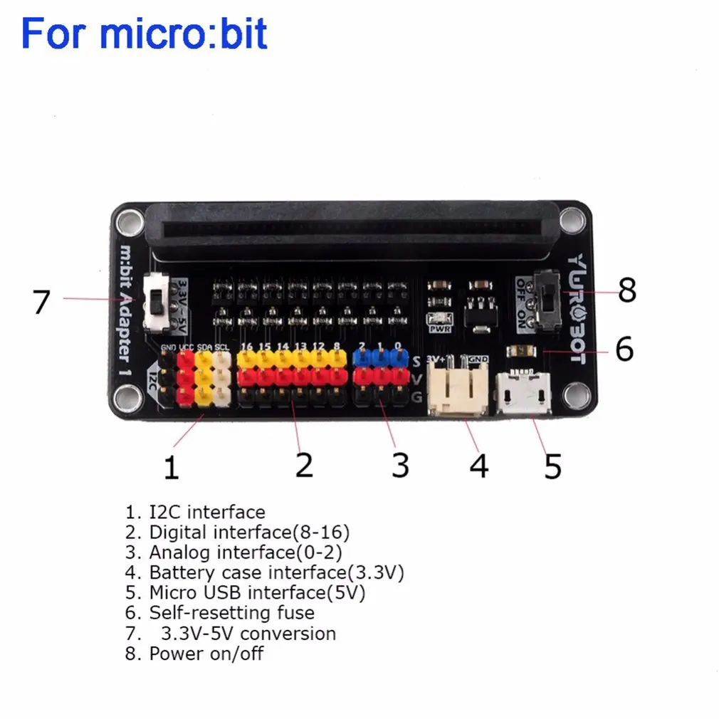 Плата расширения адаптер 3,3 V 5V преобразования I2C для BBC Micro: bit Microbit