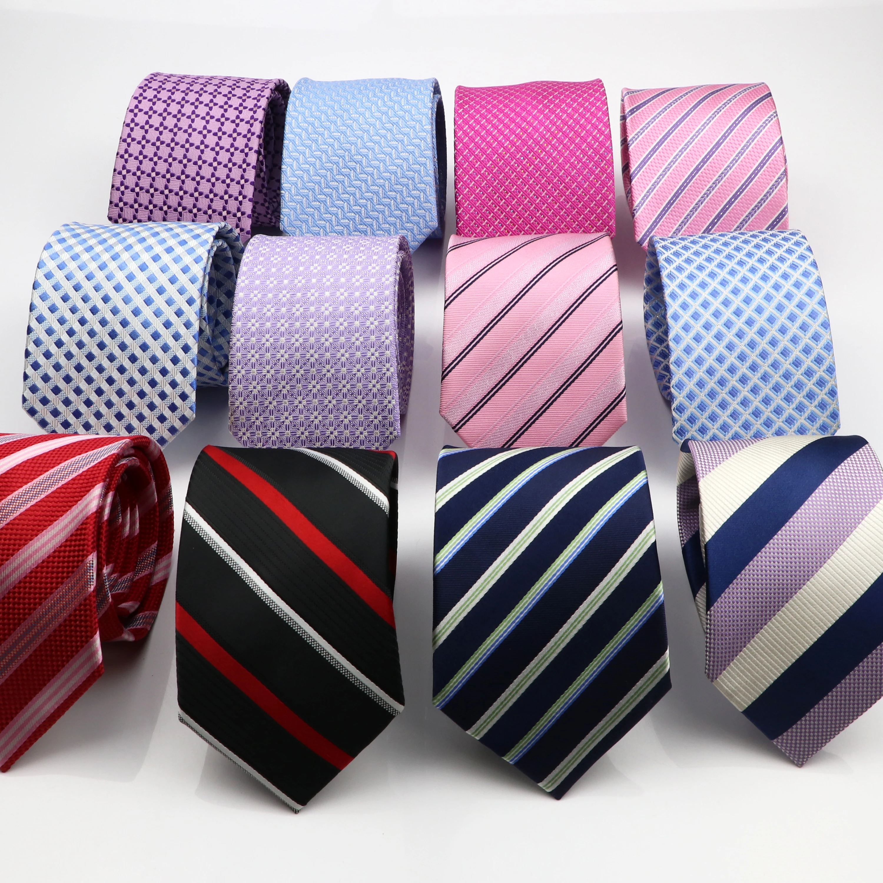Neck Tie 100% Silk Tie Blue Pink Striped Plaid Necktie Mens Business Skinny Tie Tuxedo Suit Shirt Gift Daily Wear Accessory
