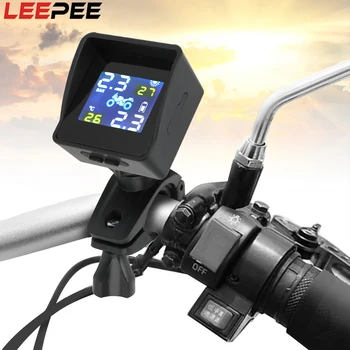 

LCD Display Tyre Accessories Motorcycle TPMS Moto Tire Pressure Tyre Temperature Monitoring Alarm System