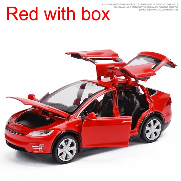 1:32 Tesla модель X90 сплав Diecasts модель автомобиля Высокая Имитация металлические транспортные средства автомобиль оттягивание 6 открытая дверь игрушки для детей Подарки - Цвет: Red with box