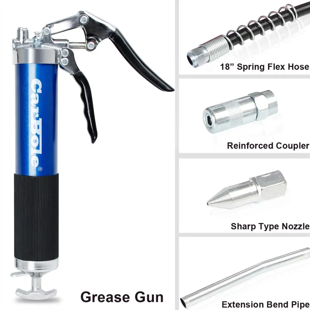 GreaseGunBlueHeavyDuty6000psiPistolGripw18FlexHoseRigid