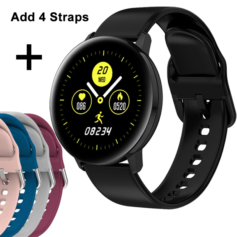 Add 4 color strap Смарт-часы для женщин, фитнес-трекер, водонепроницаемый смарт-браслет, измерение сердечного ритма, кровяного давления, Smartband для Android IOS - Цвет: Add 4 color strap