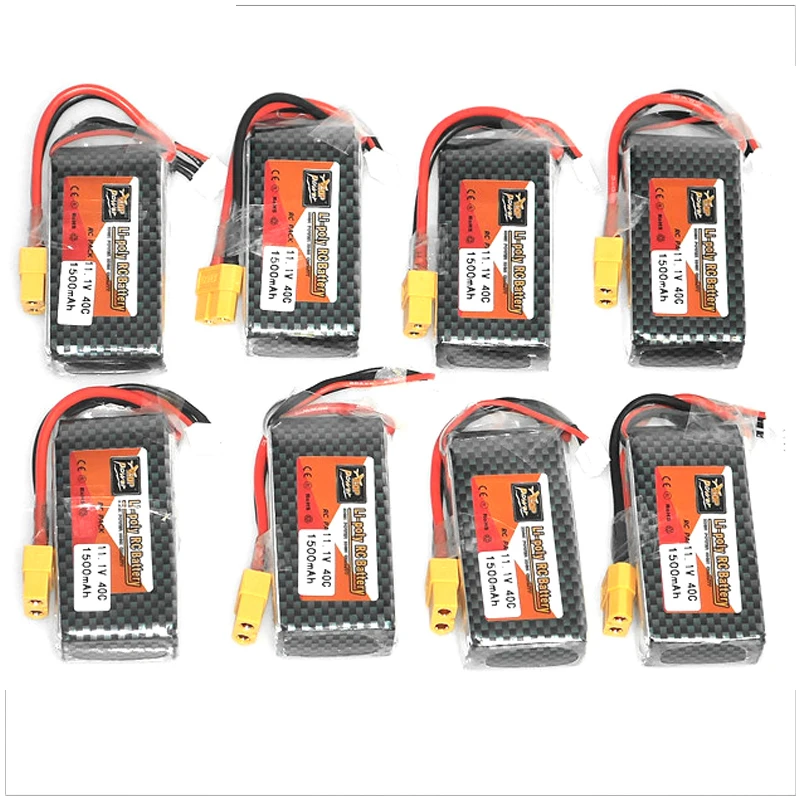 

8pcs ZOP Power LiPo Battery 11.1V 1500Mah 3S 40C MAX 60C XT60 T Plug For RC Car Airplane Helicopter Parts Dropship Wholesale