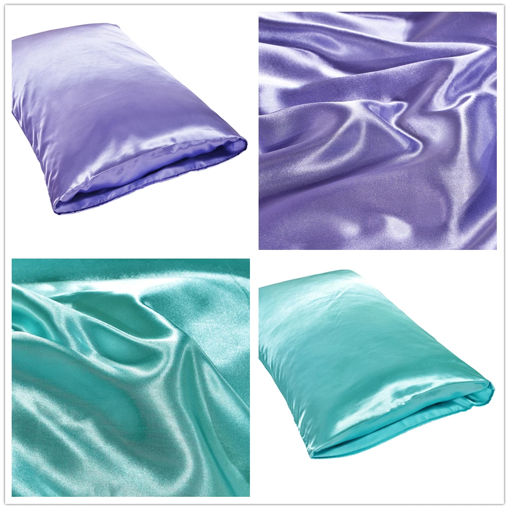 Satin Pillowcase 1 piece set Satin Pillowcase Simple Solid Color Bedding Household Smooth Multicolor