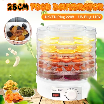 

28CM Dried Fruit Vegetables Herb Meat Machine Household Food Dehydrator Pet Meat Dehydrated 5 Trays Snacks Air Dryer EU US UK