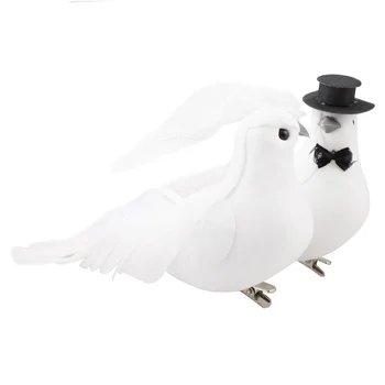 

15*8*7 cm 12pcs/set White Foam Doves Cute Small Artificial Feather Bird Photo Props Home Table Garden Bonsai Wedding Store Decor