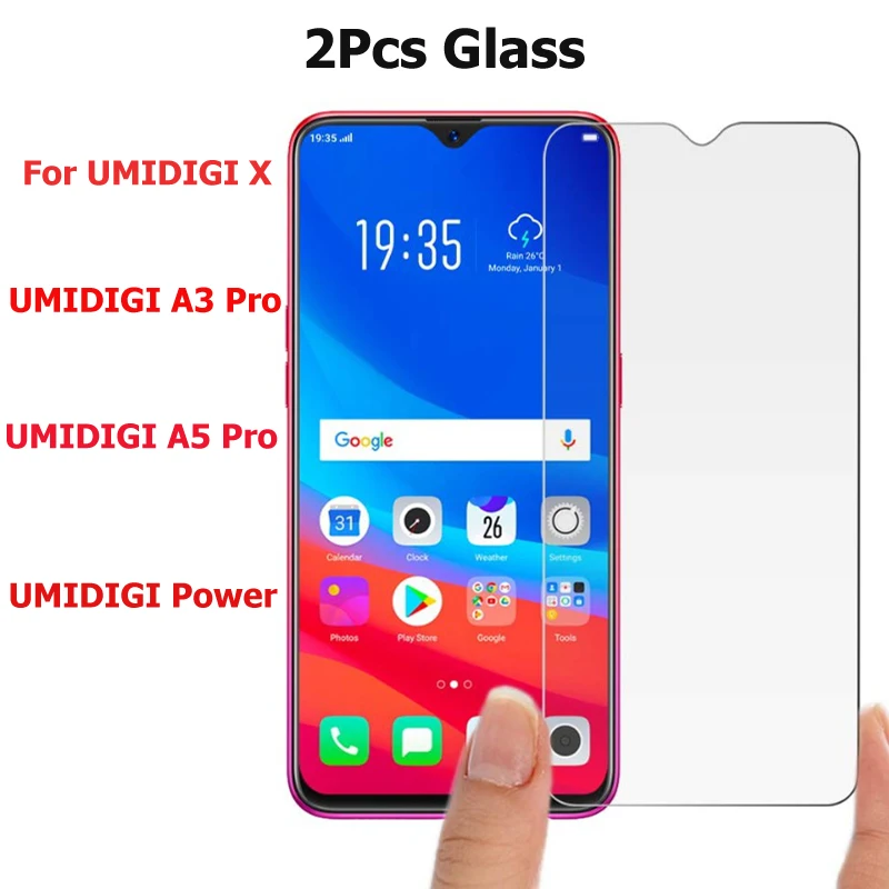 2 шт. закаленное стекло для UMIDIGI X A5 Pro A3 power Закаленное Защитная пленка