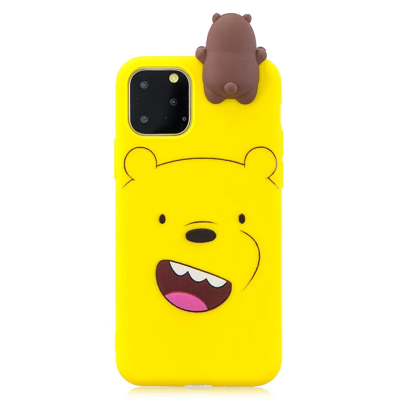 Kawaii панда Единорог кошка чехол с рисунком свиньи для Coque iPhone 11 чехол 3D Мягкий ТПУ чехол для Funda iPhone 11 Pro Max чехол для женщин ребенок - Цвет: Happy Bear