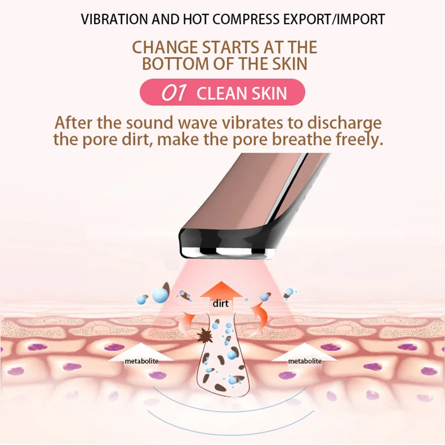  Sonic Vibration EMS Ion Face Beauty Device Heating Lift Facial Massage Firming Skin Care Comprehens