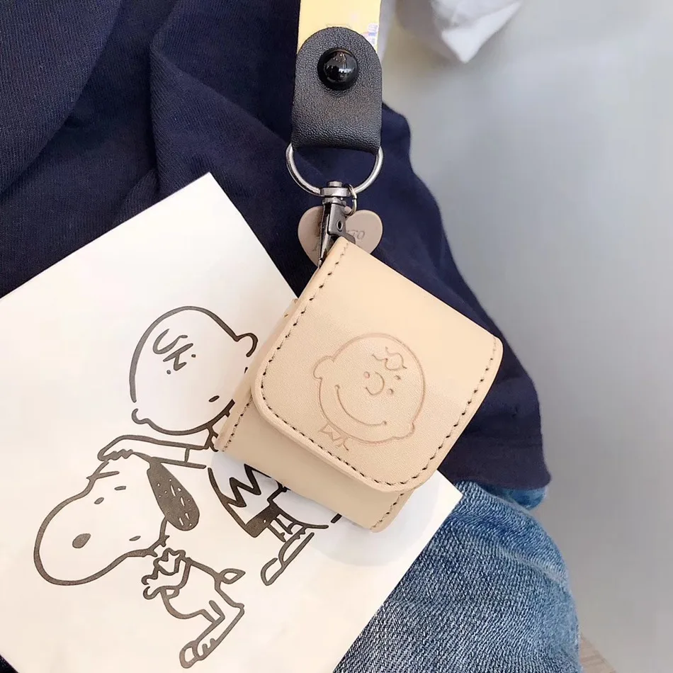 Милый мультяшный чехол для AirPods, кожаный чехол для наушников Snoopy, чехол для airpods, забавная карманная сумка, защитный слинг, чехол s capa