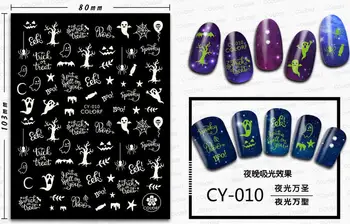 

Luminous Halloween Styles Nails Sticker Manicure Art Decorations Decals Foil Nail Sticker For Girls