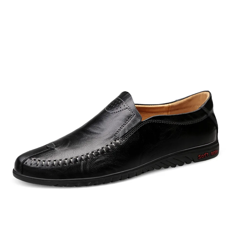 Hot Comfortable Slip On Men Loafers Casual Leather Shoes Men Flats Hot Sale Driving Shoes Moccasins Plus Size - Цвет: Черный