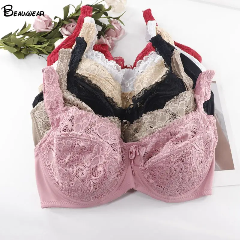  Beauwear Full Figure Support Bra Big Size DD E F Minimizer Bras for Plus Size Women Sexy Lace Unlin