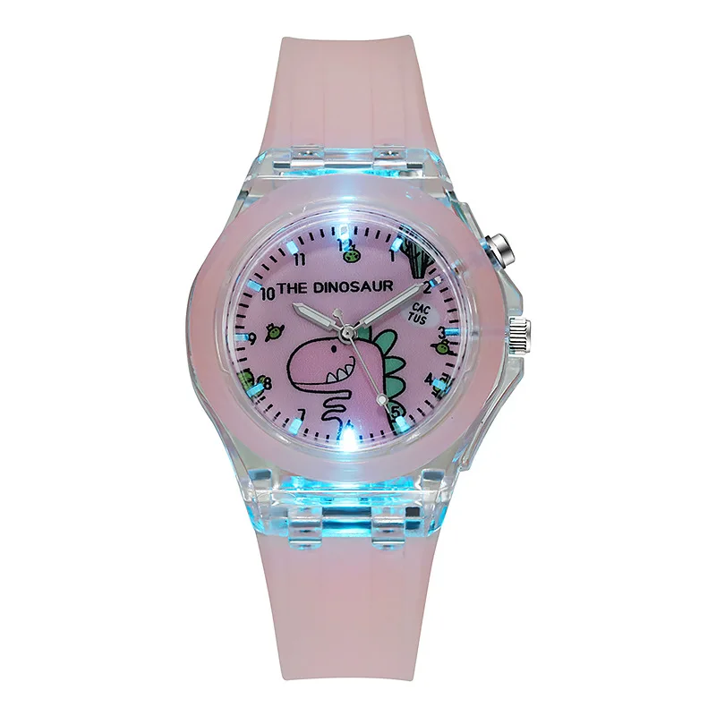 Fashion Cartoon Dinosaur Kids Watches Grils Flash Light Luminous Child Watch Boys Student Baby Gift Clock reloj infantil 5