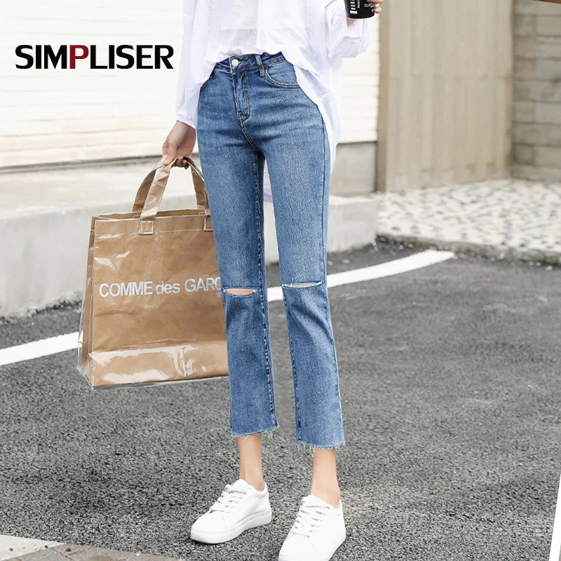 Jeans strappati donna pantaloni alla caviglia Capri Denim elasticizzato blu  nero grigio pantaloni Femme Pantalon taglie forti 32 Jeans mamma|Jeans| -  AliExpress
