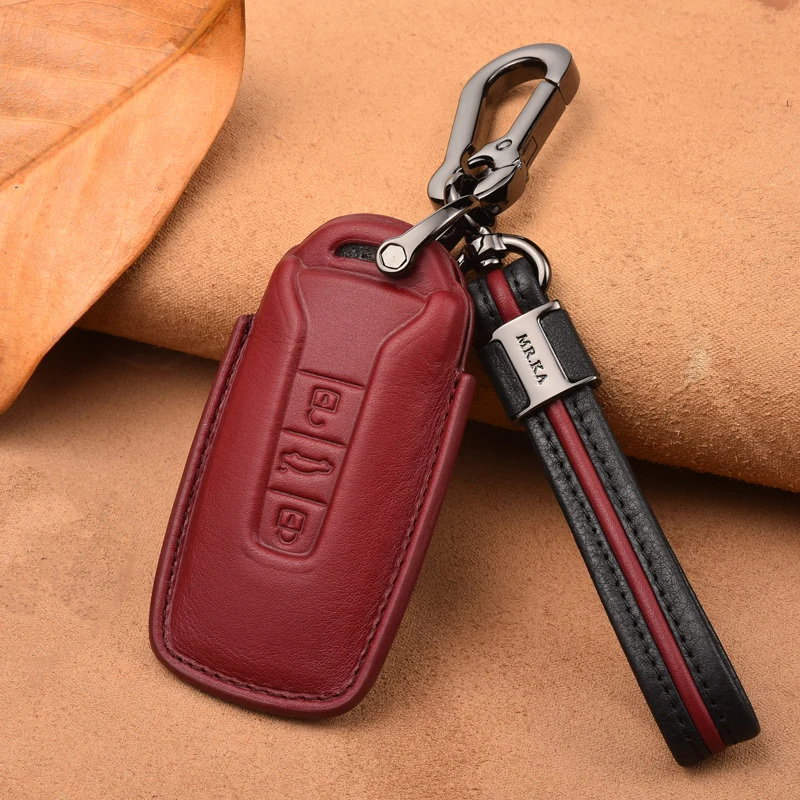 red set 02 Роскошный чехол из натуральной кожи для автомобильных ключей для Volkswagen Touareg Fob для автомобиля - Название цвета: red set 02