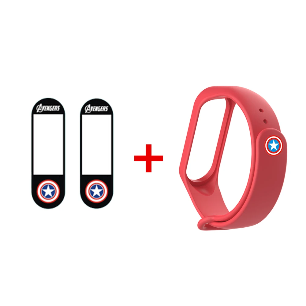 Package 5 Защитная пленка «мстители» для Xiaomi mi, браслет 4, аксессуары для Xiao mi Band 4, ремешок на запястье, металлические кнопки, ремни - Цвет: Package 5