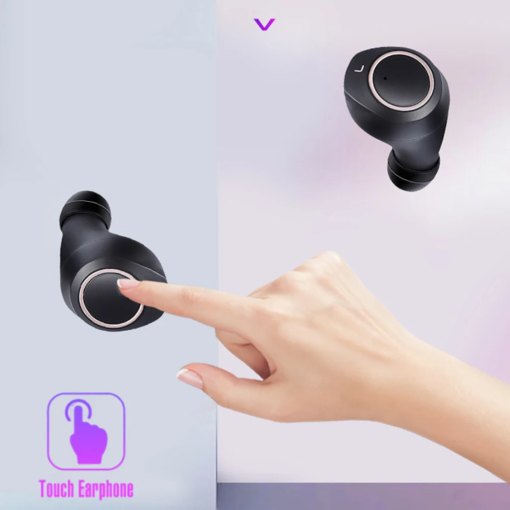 Bluetooth Wireless Touch Control Headphones Sweat proof Waterproof 9D HIFI Stereo Sounds Auto Pairing Sports Earphones