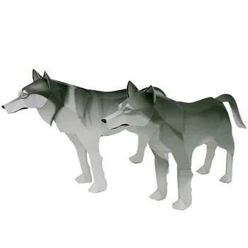 

Timber Wolf 2Pcs Folding Cutting Mini Cute 3D Paper Model Papercraft Animal Figure DIY Kids Adult Handmade Craft Toys QD-081